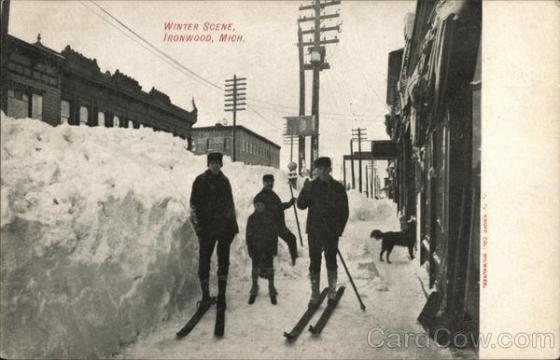 Boys in Skis, Winter Scene Ironwood, MI