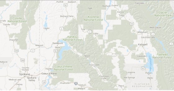 WA Idaho MT map of 2017 vacation areas