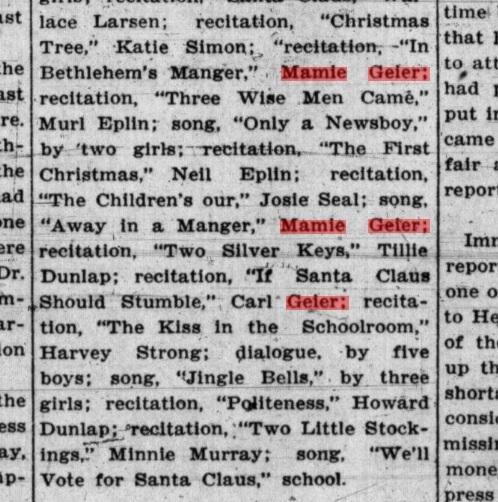 Geier_Carl and Mamie_christmas program 22 dec 1905_trout creek MT_sanders county ledger